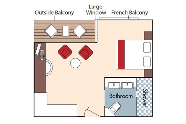 Category AA+ Stateroom floor Plan