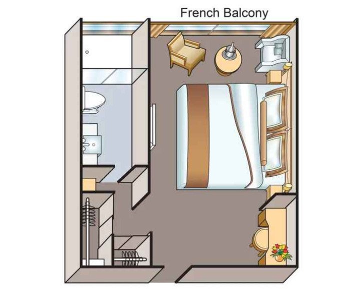 French Balcony Stateroom floor Plan
