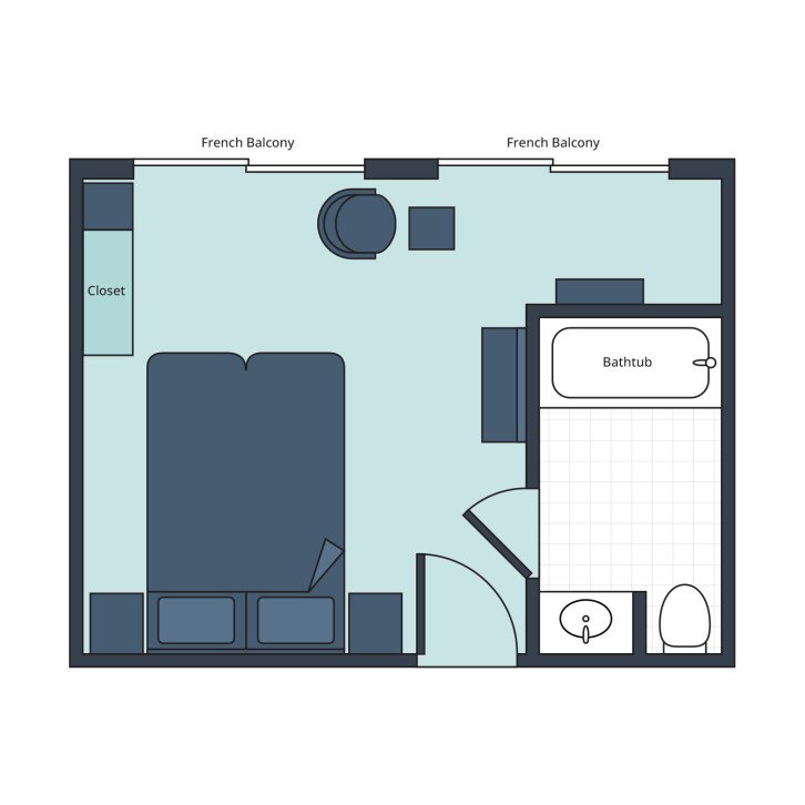 Deluxe French Balcony floor Plan