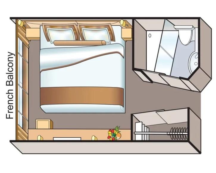 French Balcony Stateroom (C, D) floor Plan