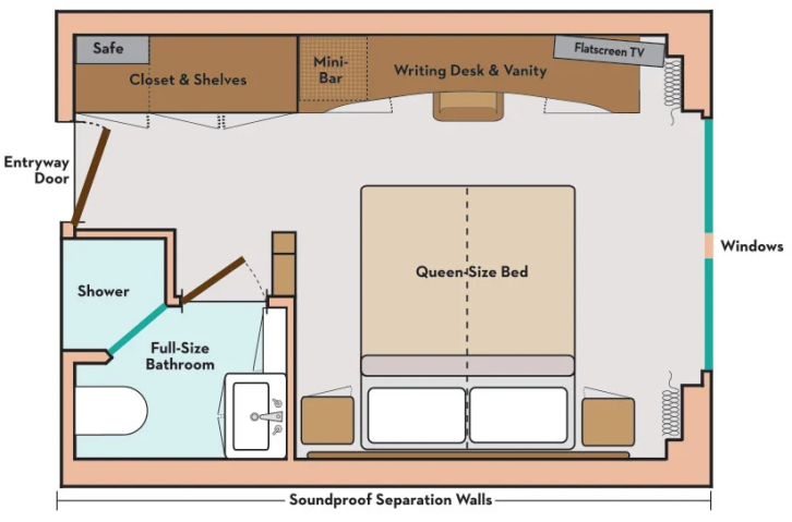 Avalon Deluxe Stateroom floor plan on Avalon Poetry II
