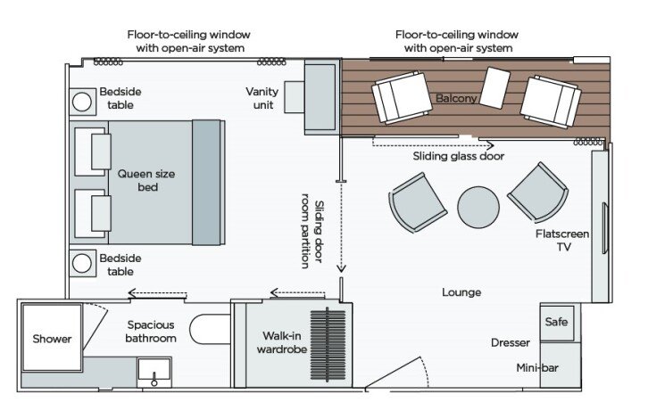Owner's One-Bedroom Suite floor plan on Emerald Destiny