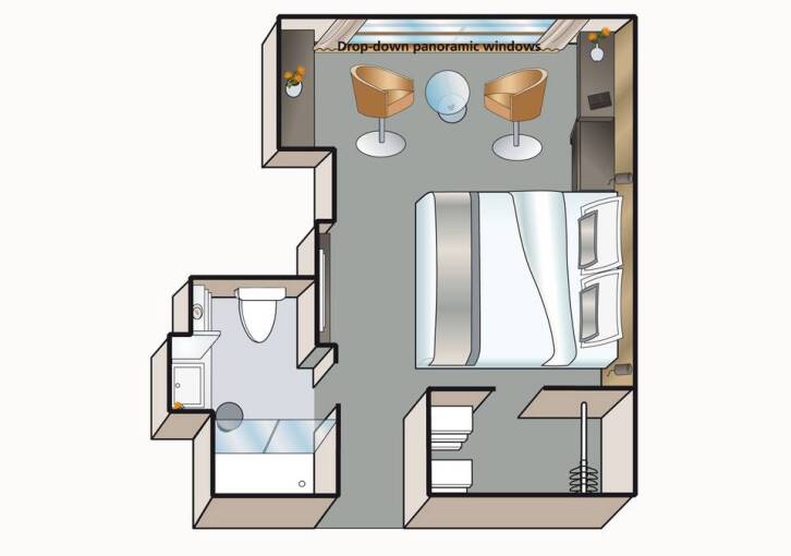B-1 Stateroom floor plan on AMADEUS Queen
