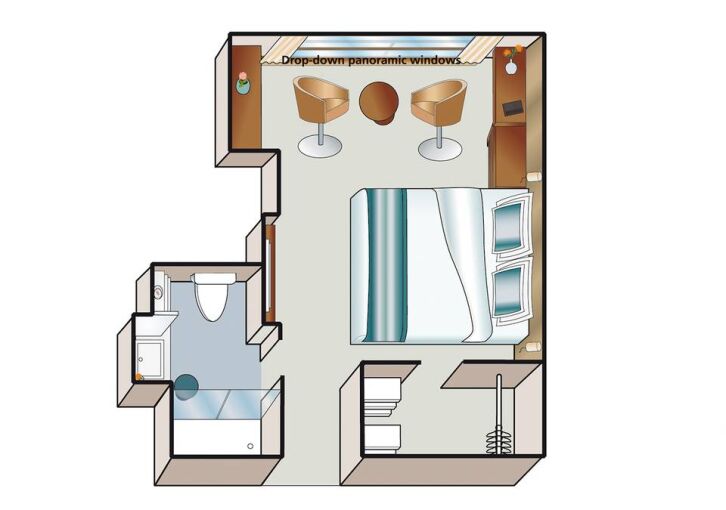 B-1 Cabin with Drop-Down Panoramic Window floor plan on MS Amadeus Star