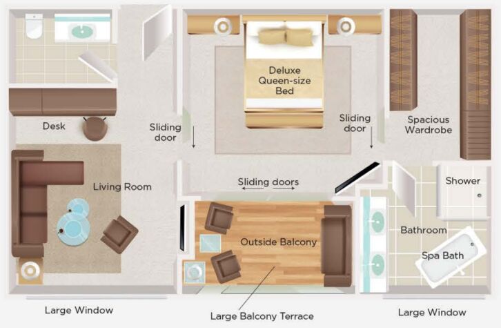 Angkor Suite floor plan on Mekong Serenity