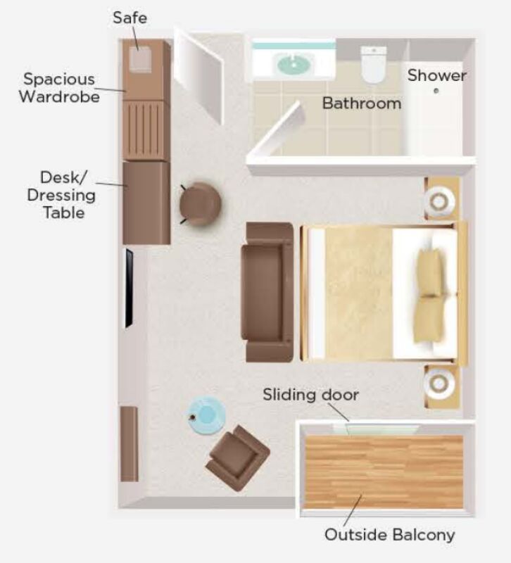 Deluxe Twin Balcony Suite floor plan on Mekong Serenity