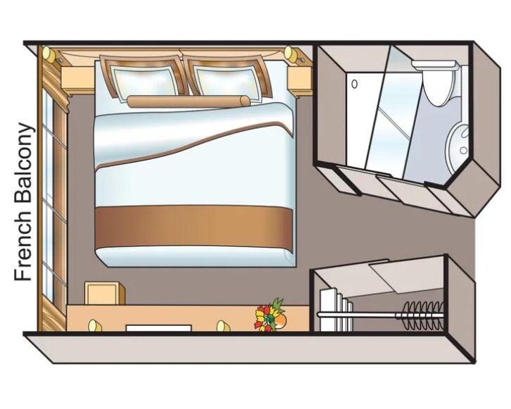 French Balcony Stateroom (C, D) floor plan on Viking Fjolvar