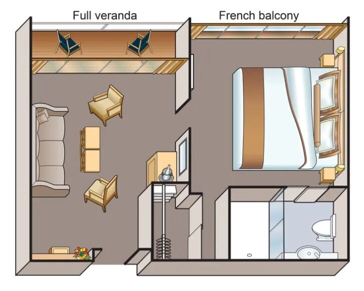 Veranda Suite - Cat AA floor plan on Viking Sjofn
