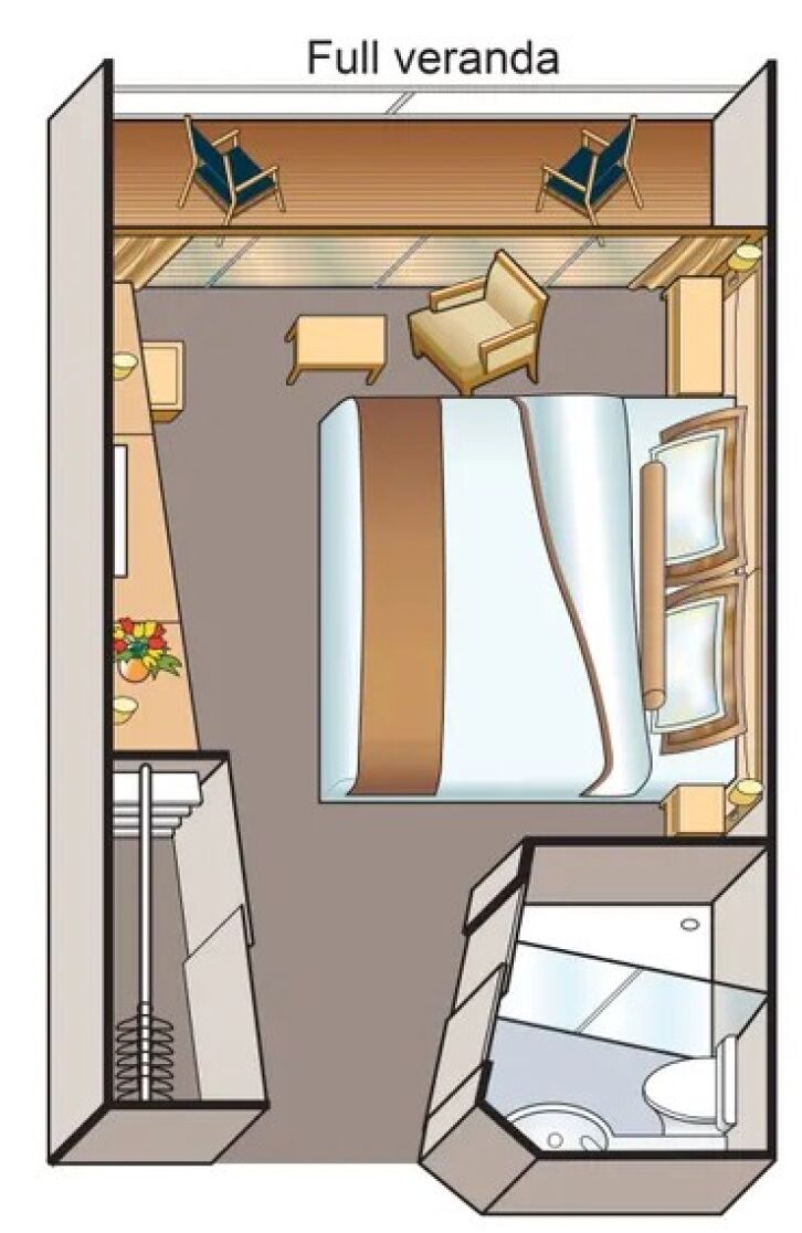 Veranda Stateroom - Cat A & B floor plan on Viking Sjofn